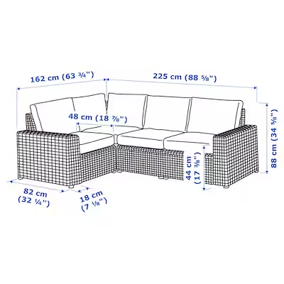 Modular corner sofa 3-seat, outdoor/indoor