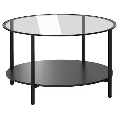 VITTSJÖ Coffee table, black-brown/glass, 75 cm