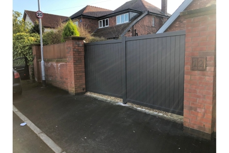 Canterbury Double Swing Flat Top Driveway Gate with Vertical Solid Infill 3000 x 1600mm Grey