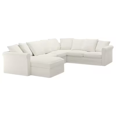 GRÖNLID Corner sofa, 5-seat w chaise longue, Inseros white