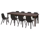 STRANDTORP / ODGER Table and 8 chairs, brown/anthracite, 150/205/260 cm
