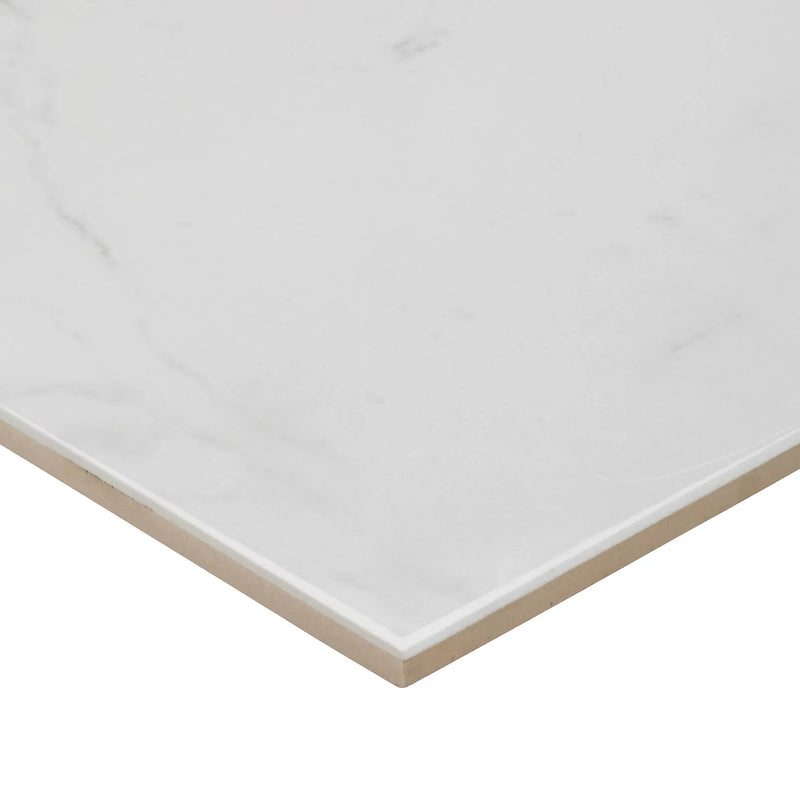 Elegance White Gloss Marble effect Ceramic Wall & floor Tile, Pack of 7, (L)600mm (W)300mm
