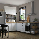 Corner kitchen, anthracite/white frame + Hoover Appliances + Installation