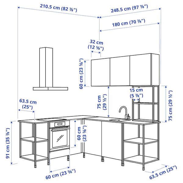 Corner kitchen, white/grey frame + Hoover Appliances +Installation