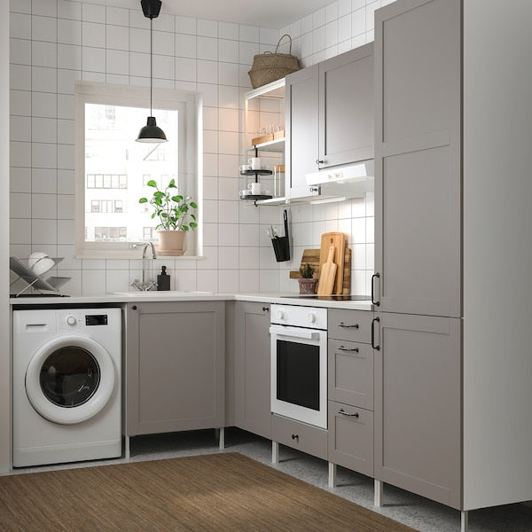 Corner kitchen, white/grey frame +Bush Appliances + Installation