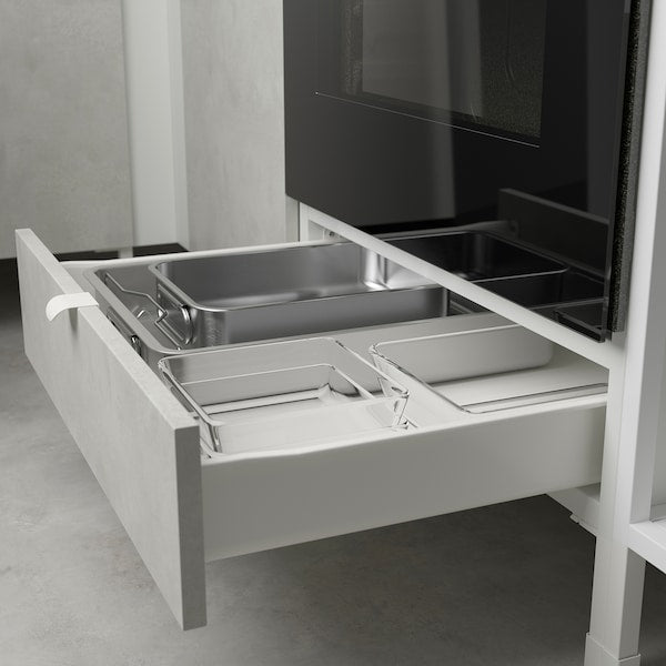 Kitchen, anthracite/concrete effect, 323x63.5x241 cm + Hoover Appliances + Installation