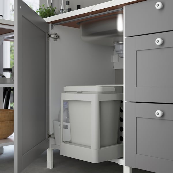 Kitchen, white/grey frame, 323x63.5x241 cm + Bosch Appliances + Installation