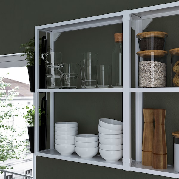 Kitchen, white/grey frame, 323x63.5x241 cm + Hoover Appliances + Installation