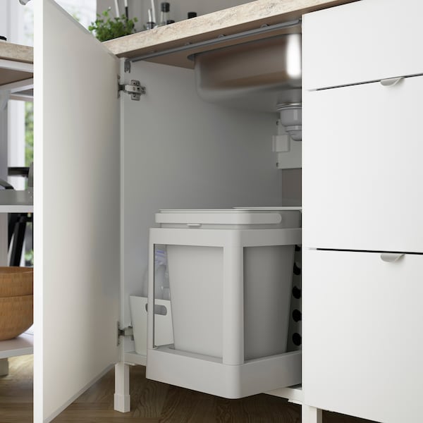 Kitchen, white/high-gloss white, 323x63.5x241 cm + Hoover + Installation