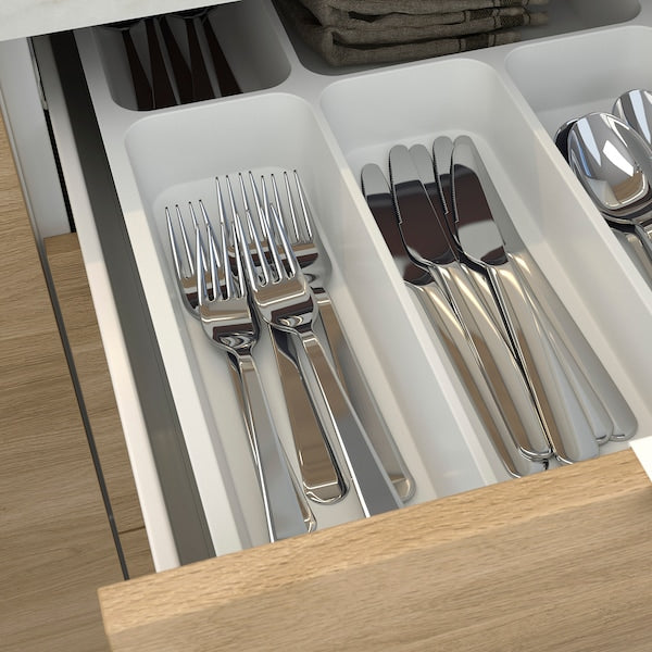 Kitchen, white/oak effect white, 323x63.5x241 cm + Bush Appliances + Installation