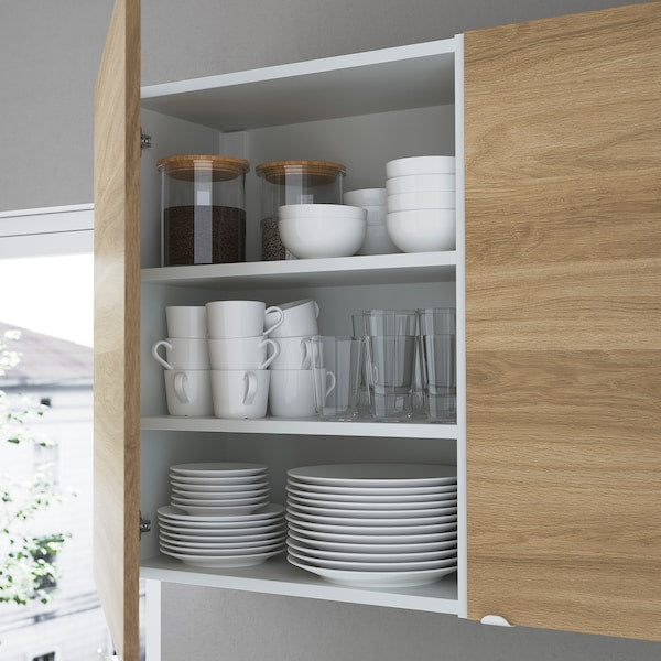 Kitchen, white/oak effect white, 323x63.5x241 cm + Bush Appliances + Installation