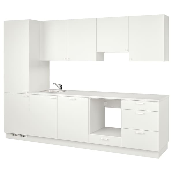 Kitchen, white, 301.5x63.5x222.5 cm + Bush Appliances + Installation