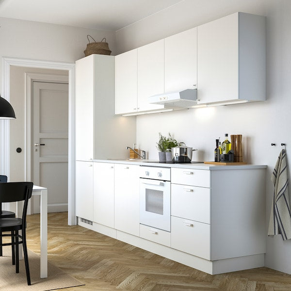 Kitchen, white, 301.5x63.5x222.5 cm + Bosch Appliances + Installation