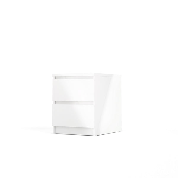 Esla High gloss white 2 Drawer Bedside table (H)500mm (W)400mm (D)500mm