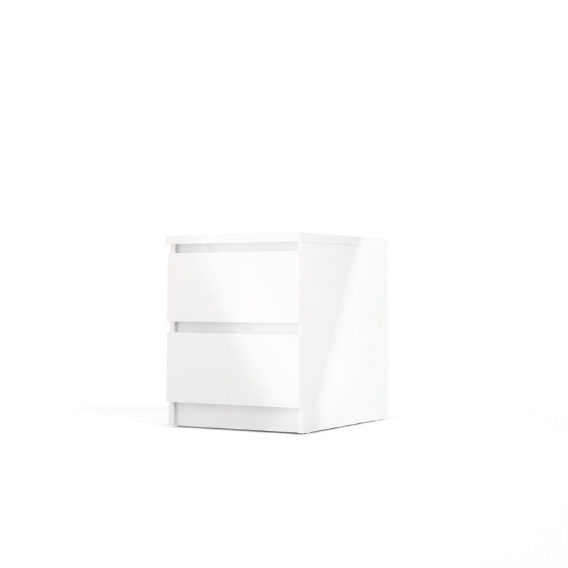 2 x Esla High gloss white 2 Drawer Bedside table (H)500mm (W)400mm (D)500mm
