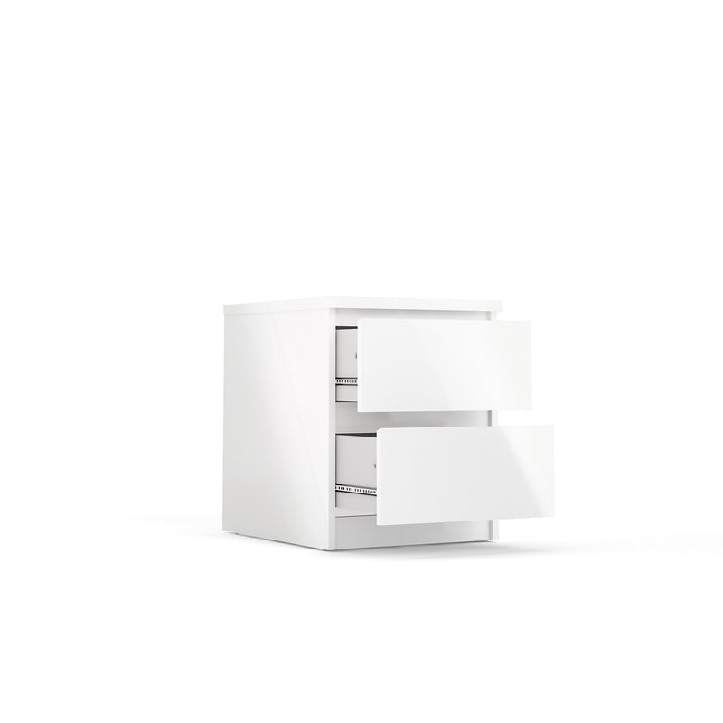 Esla High gloss white 2 Drawer Bedside table (H)500mm (W)400mm (D)500mm