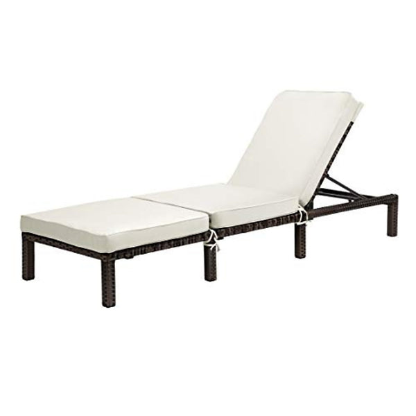 EVRE Brown Rattan Garden Padded Sun Lounger Sun Bed Day Bed Sun lounger