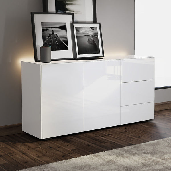 Frank Olsen High Gloss SMART phone charging and LED mood lighting white sideboard