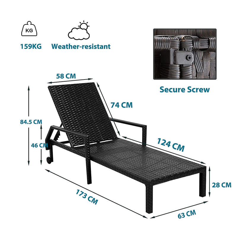 Furniture One Rattan Effect Garden Rattan Furniture Recliner Lounger Sun Reclining Daybed Patio