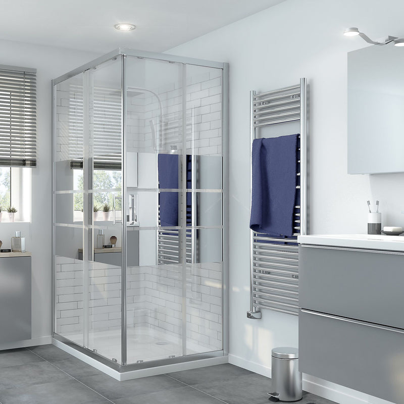 GoodHome Beloya Rectangular Shower enclosure with Corner entry double sliding door (W)1200mm (D)800mm