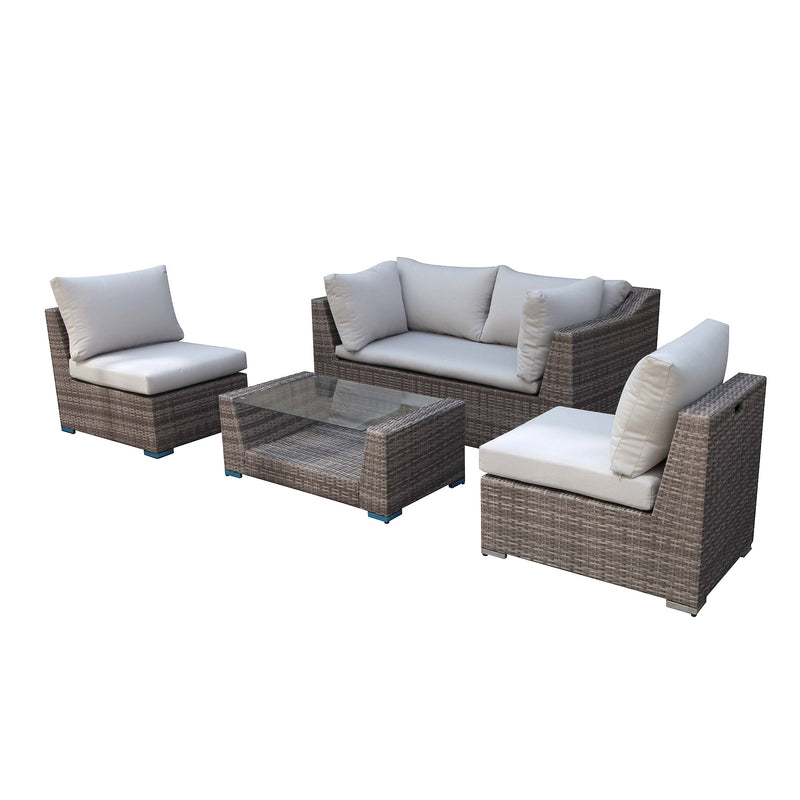 GoodHome Maevea Rattan effect 4 seater Coffee set