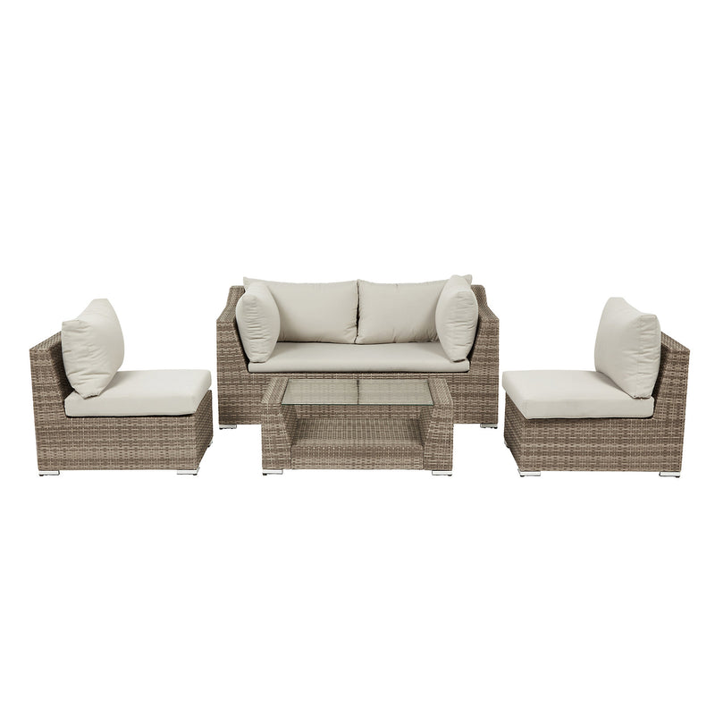 GoodHome Maevea Rattan effect 4 seater Coffee set