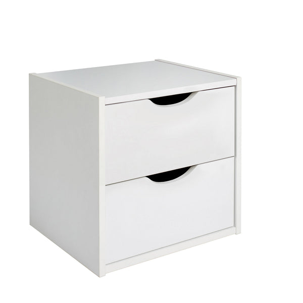 Hartnett Matt soft white 2 Drawer Bedside table (H)435mm (W)450mm (D)388mm