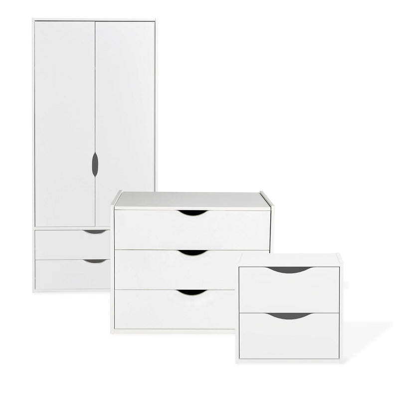 Hartnett Matt soft white 2 Drawer Bedside table (H)435mm (W)450mm (D)388mm