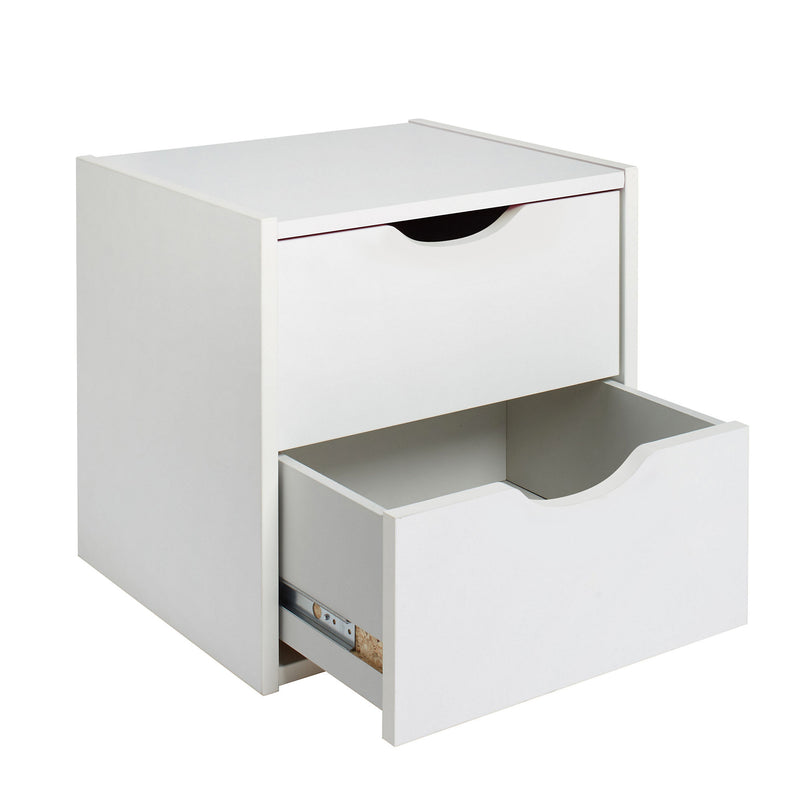 Hartnett Matt soft white 2 Drawer Bedside table (H)435mm (W)450mm (D)388mm