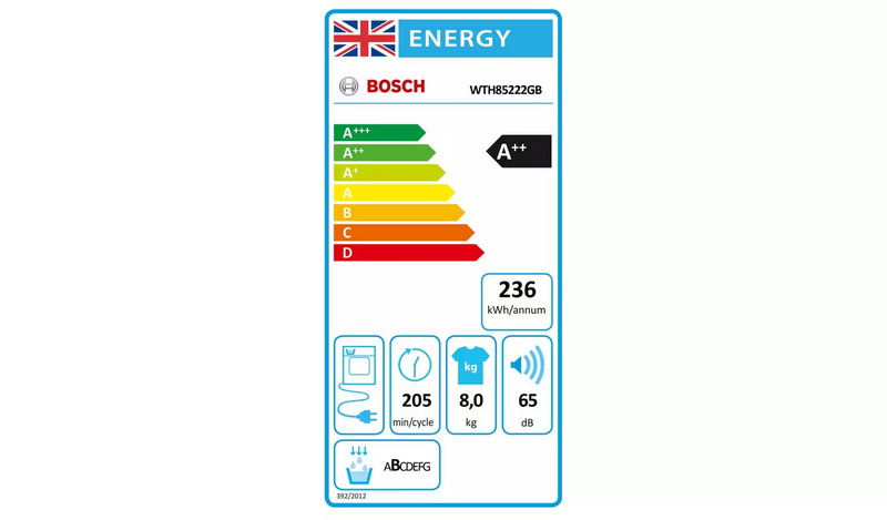 Bosch WTH85222GB 8KG Heat Pump Tumble Dryer - White959/1644