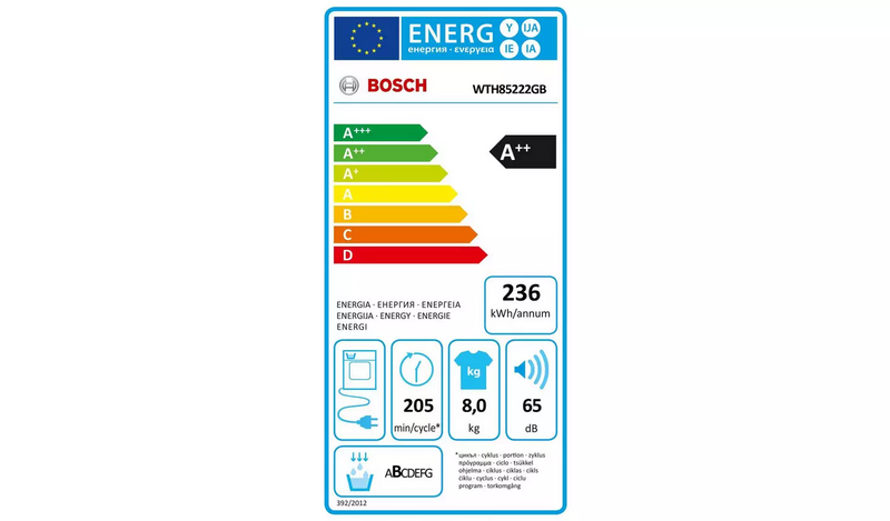 Bosch WTH85222GB 8KG Heat Pump Tumble Dryer - White959/1644