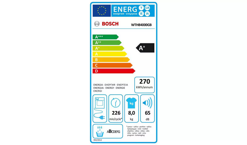 Bosch WTH84000GB 8KG Heat Pump Tumble Dryer - White756/9245