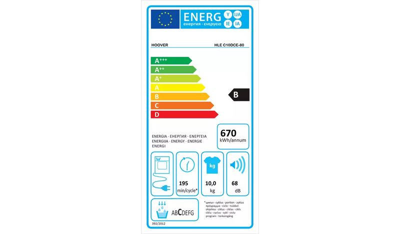 Hoover HLE C10DCE-80 10KG Condenser Tumble Dryer - White954/6802