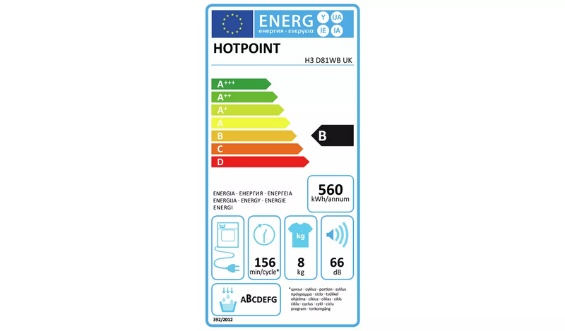 Hotpoint H3D81WBUK 8KG Condenser Tumble Dryer - White952/2589