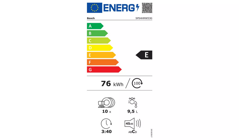 Bosch SPS4HMW53G Slimline Dishwasher - White825/7202
