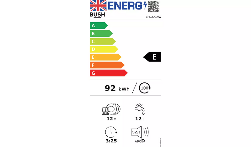 Bush BFSLSAE9W Slimline Dishwasher - White939/3505