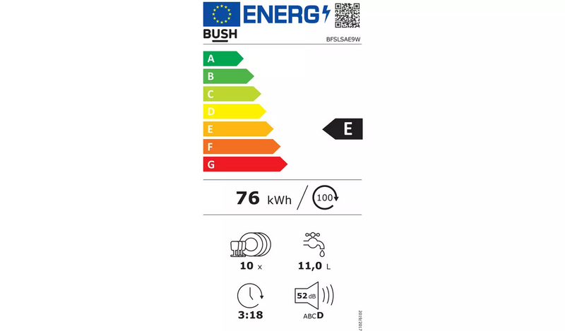 Bush BFSLSAE9W Slimline Dishwasher - White939/3505