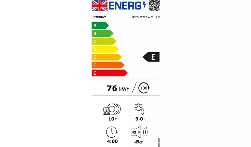 Hotpoint HSFO3T223WXUK Slimline Dishwasher - Stainless Steel933/8340