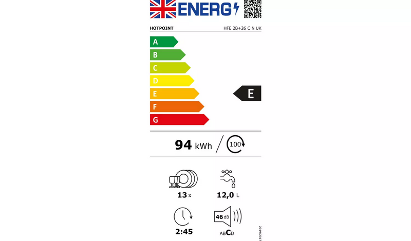 Hotpoint 2B+26 C N UK Full Size Dishwasher - White200/4389