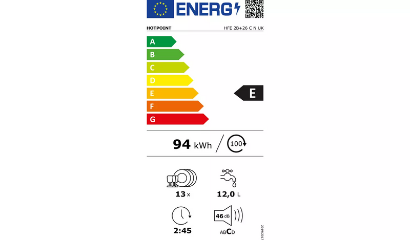 Hotpoint 2B+26 C N UK Full Size Dishwasher - White200/4389