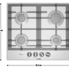 Bosch PCP6A5B90 Cast Iron Support 60cm Gas Hob - S/Steel112/3089