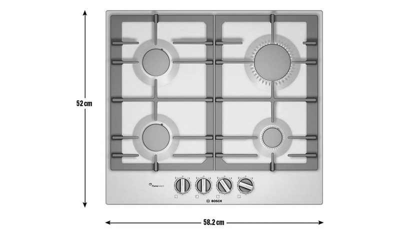 Bosch PCP6A5B90 Cast Iron Support 60cm Gas Hob - S/Steel112/3089