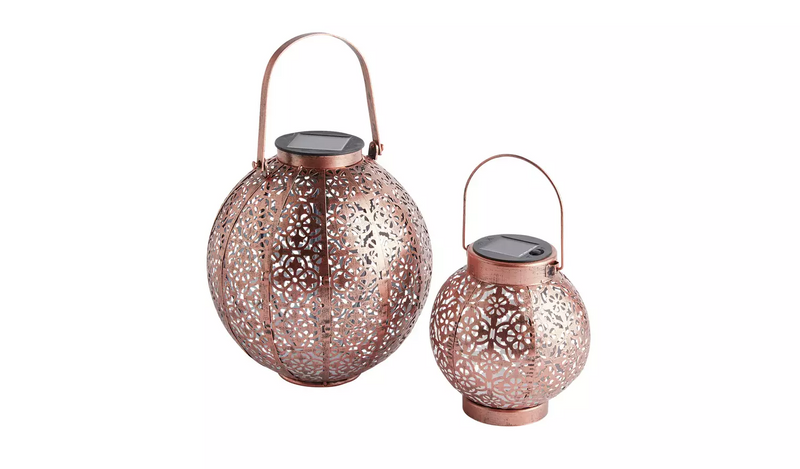 Habitat Warm White Bronze Solar Lanterns- Set of 2960/9062