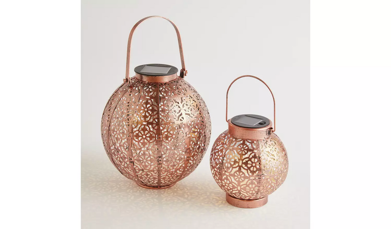 Habitat Warm White Bronze Solar Lanterns- Set of 2960/9062