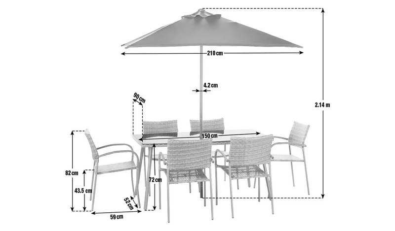 Argos Home Cusco Rattan Effect 6 Seater Patio Set - Grey865/5127