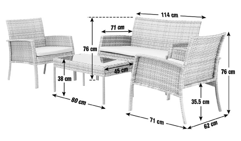 Argos Home Lucia 4 Seater Rattan Effect Sofa Set - Grey312/0004