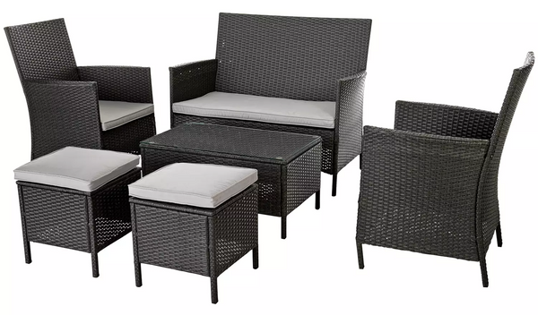 Argos Home 6 Seater Rattan Effect Sofa Set - Dark Grey743/7377