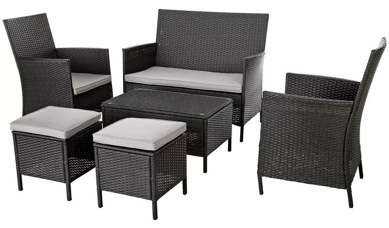 Argos Home Seater Rattan Effect Sofa Set Dark Grey743/7377