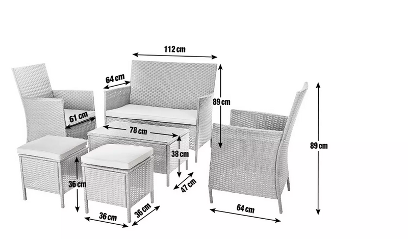 Argos Home 6 Seater Rattan Effect Sofa Set - Dark Grey743/7377