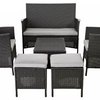 Argos Home 6 Seater Rattan Effect Sofa Set - Dark Grey743/7377